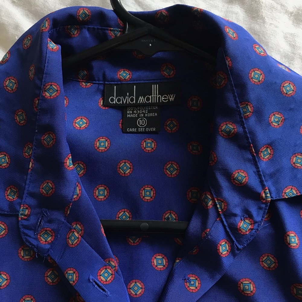 Cobalt Blue David Matthews Vintage Blouse - Picture 5 of 5